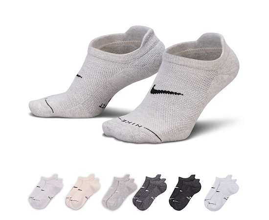 NIKE-MENS MEDIUM ELEVATED NO SHOW TAB SOCKS 6 PAIRS