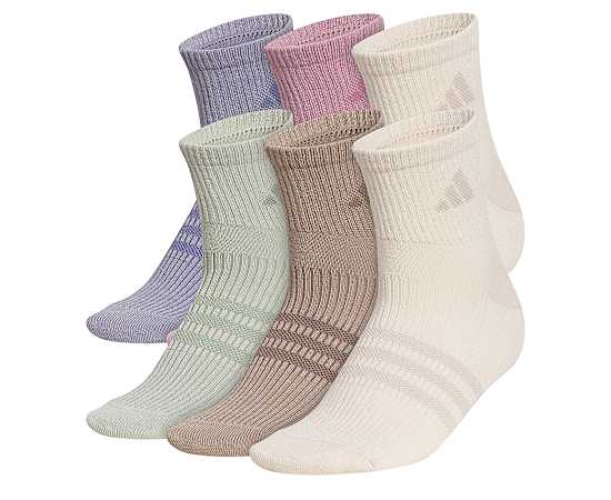ADIDAS-WOMENS ATHLETIC CUSHIONED QUARTER SOCKS 6 PAIRS