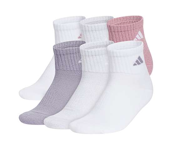 ADIDAS-WOMENS ATHLETIC CUSHIONED QUARTER SOCKS 6 PAIRS