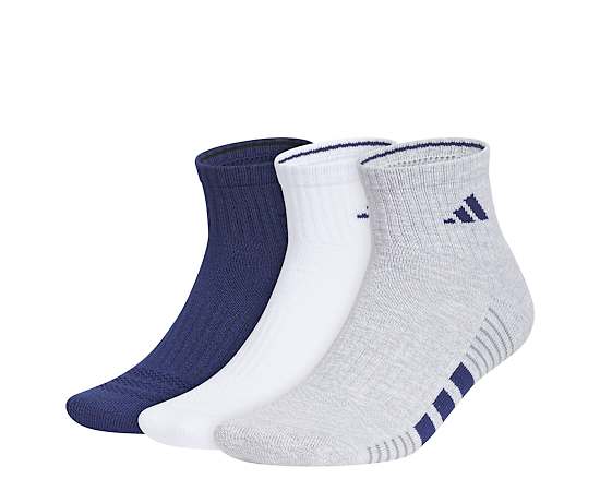 ADIDAS-MENS LARGE CUSHIONED QUARTER SOCKS 3 PAIRS