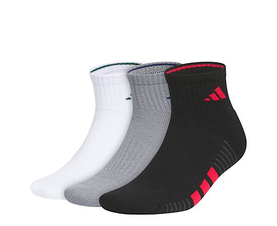 ADIDAS-MENS LARGE CUSHIONED QUARTER SOCKS 3 PAIRS