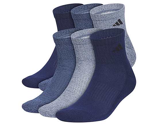 ADIDAS-MENS LARGE ATHLETIC CUSHIONED QUARTER SOCKS 6 PAIRS