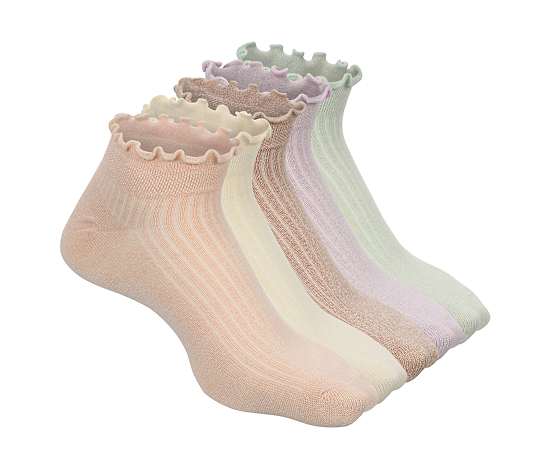 XAPPEAL-WOMENS MARLED LETTUCE EDGE NO SHOW SOCKS 5 PAIRS