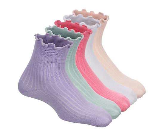 WOMENS MEDIUM LETTUCE EDGE QUARTER SOCKS 5 PAIRS