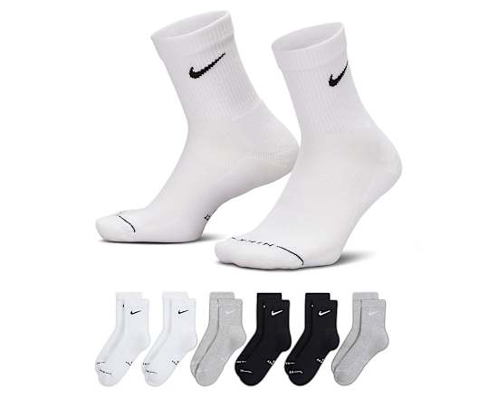 NIKE-MENS MEDIUM ELEVATED HIGH QUARTER SOCKS 6 PAIRS