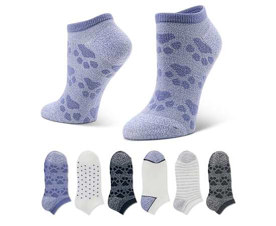 APARA-WOMENS PUPPY FUN NO SHOW SOCKS 6 PAIRS