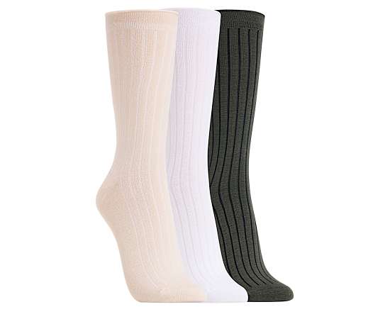 CLARKS-WOMENS WIDE RIB CREW SOCK 3 PAIRS