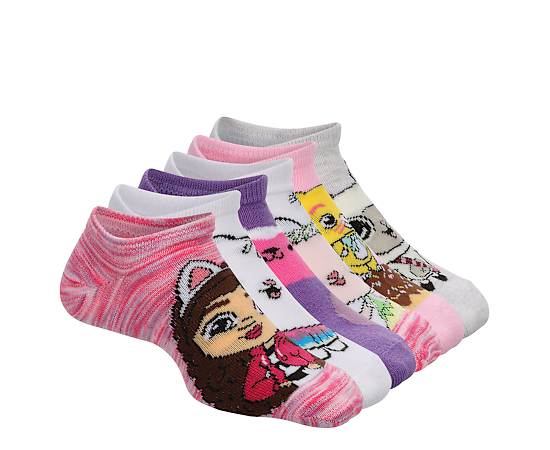 GIRLS NO SHOW SOCKS 6 PAIRS