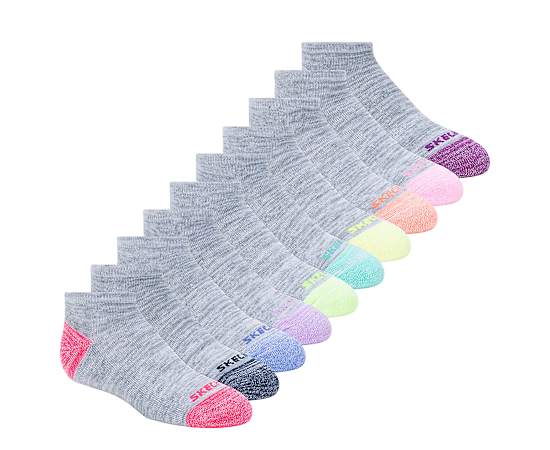 SKECHERS-GIRLS MEDIUM NO SHOW SOCKS 10 PAIRS