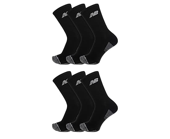 NEW BALANCE-MENS LARGE PERFORMANCE CUSHION CREW SOCKS 6 PAIRS