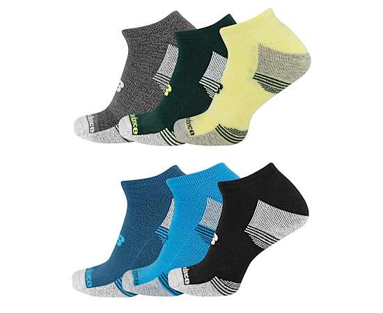 NEW BALANCE-MENS LARGE PERFORMANCE CUSHION NO SHOW SOCKS 6 PAIRS