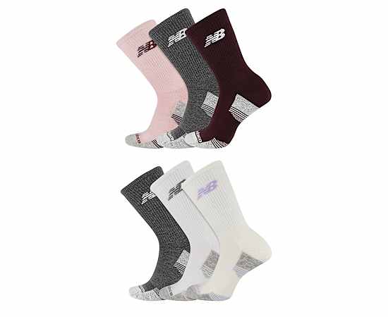 NEW BALANCE-WOMENS MEDIUM CREW SOCKS 6 PAIRS