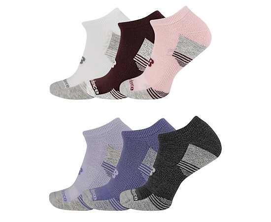 NEW BALANCE-WOMENS MEDIUM NO SHOW SOCKS 6 PAIRS