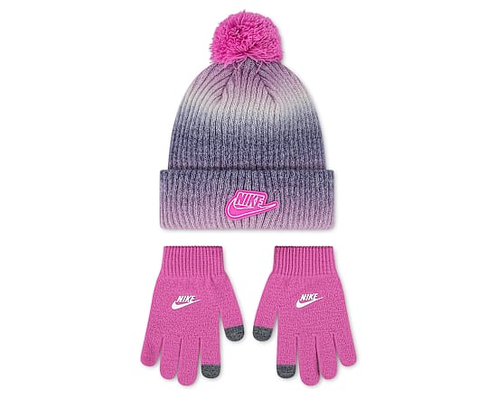 NIKE-GIRLS GRADIENT PEAK POM BEANIE SET
