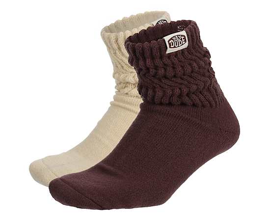 HEYDUDE-WOMENS S/M SLOUCH CREW SOCKS 2 PAIRS