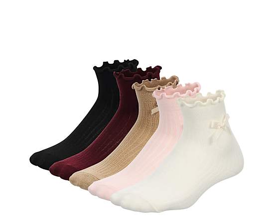 CUPCAKE COUTURE-GIRLS MEDIUM BOW LETTUCE QUARTER SOCKS 5 PAIRS