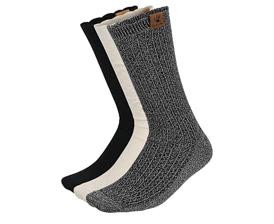 BEARPAW-WOMENS SCALLOPED CREW SOCKS 3 PAIRS