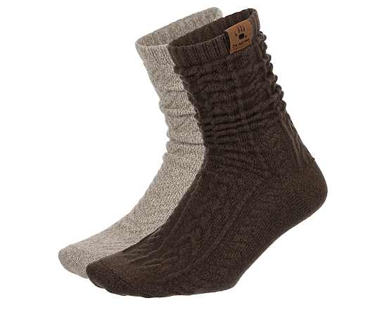 BEARPAW-WOMENS BOOT CREW SOCKS 2 PAIRS