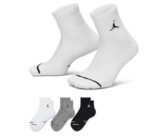 JORDAN-MENS LARGE QUARTER SOCKS 3 PAIRS