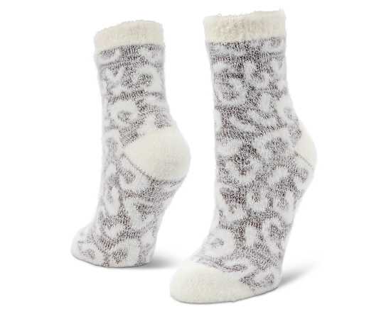 FIRESIDE-WOMENS LEOPARD MINK CREW SLIPPER SOCK 1 PAIR