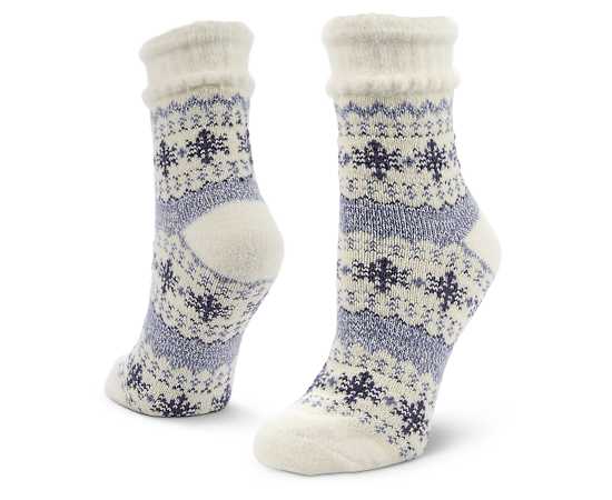 FIRESIDE-WOMENS SNOWFLAKE ON DECK CREW SLIPPER SOCK 1 PAIR