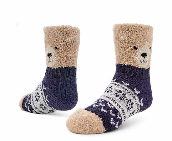 FIRESIDE-BOYS WINTER BEAR SLIPPER SOCK 1 PAIR